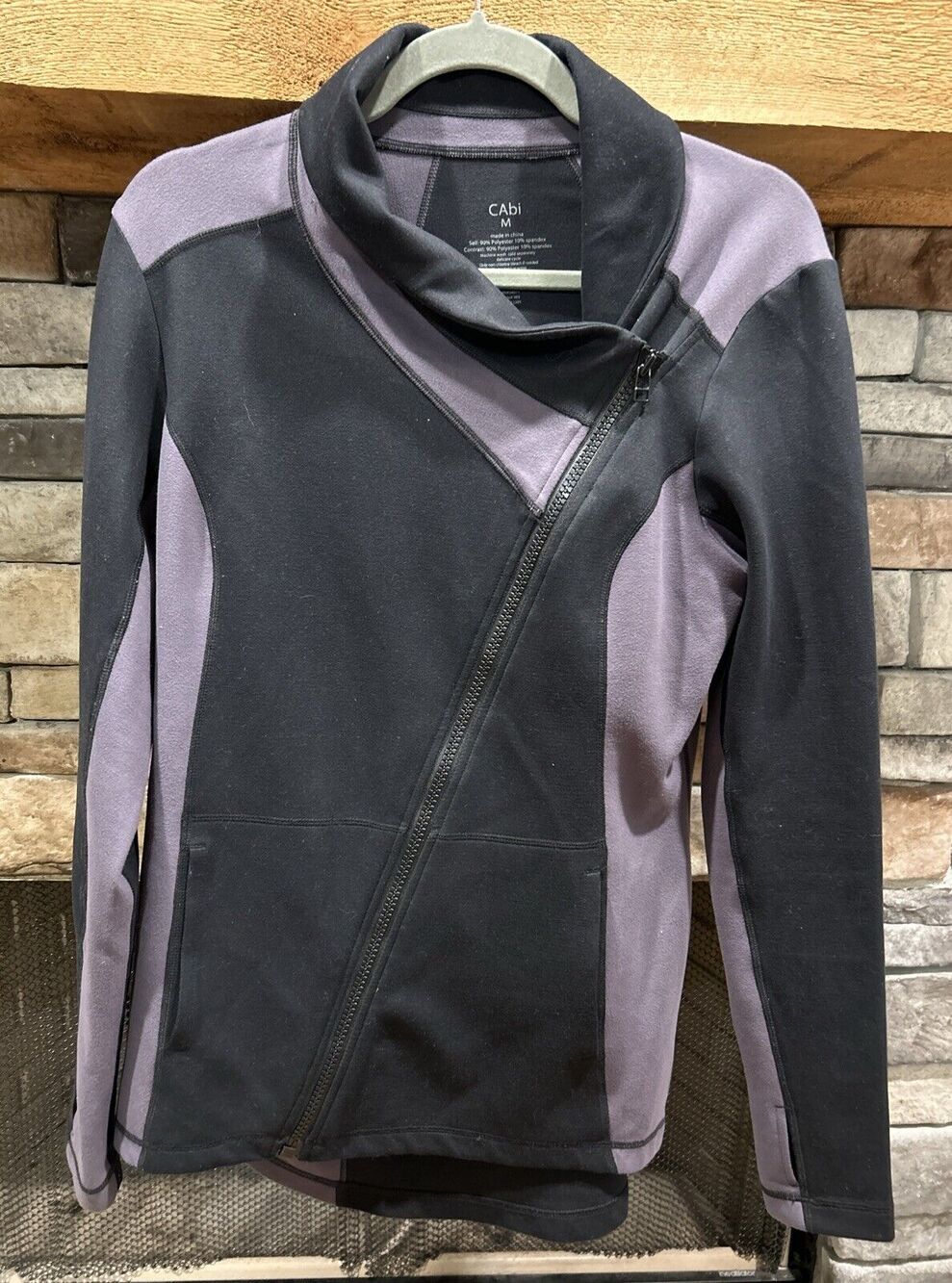 Women’s CABI Black/Gray #989 Asymmetrical Zip Up Jacket Size M *C6